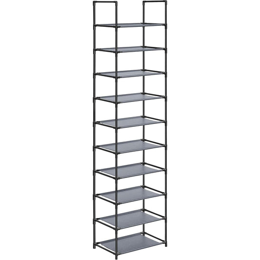 10-slojni držač cipela, stalak za cipele, 45 x 28 x 173 cm, metalna konstrukcija, siva-Vasdom.hr