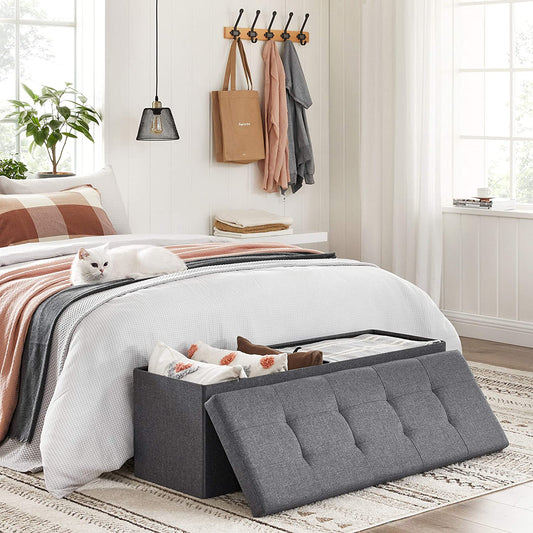 Klupa za odlaganje od 120 L, nosivosti 300 kg, 110 x 38 x 38 cm, tamno siva | SONGMICS-Vasdom.hr