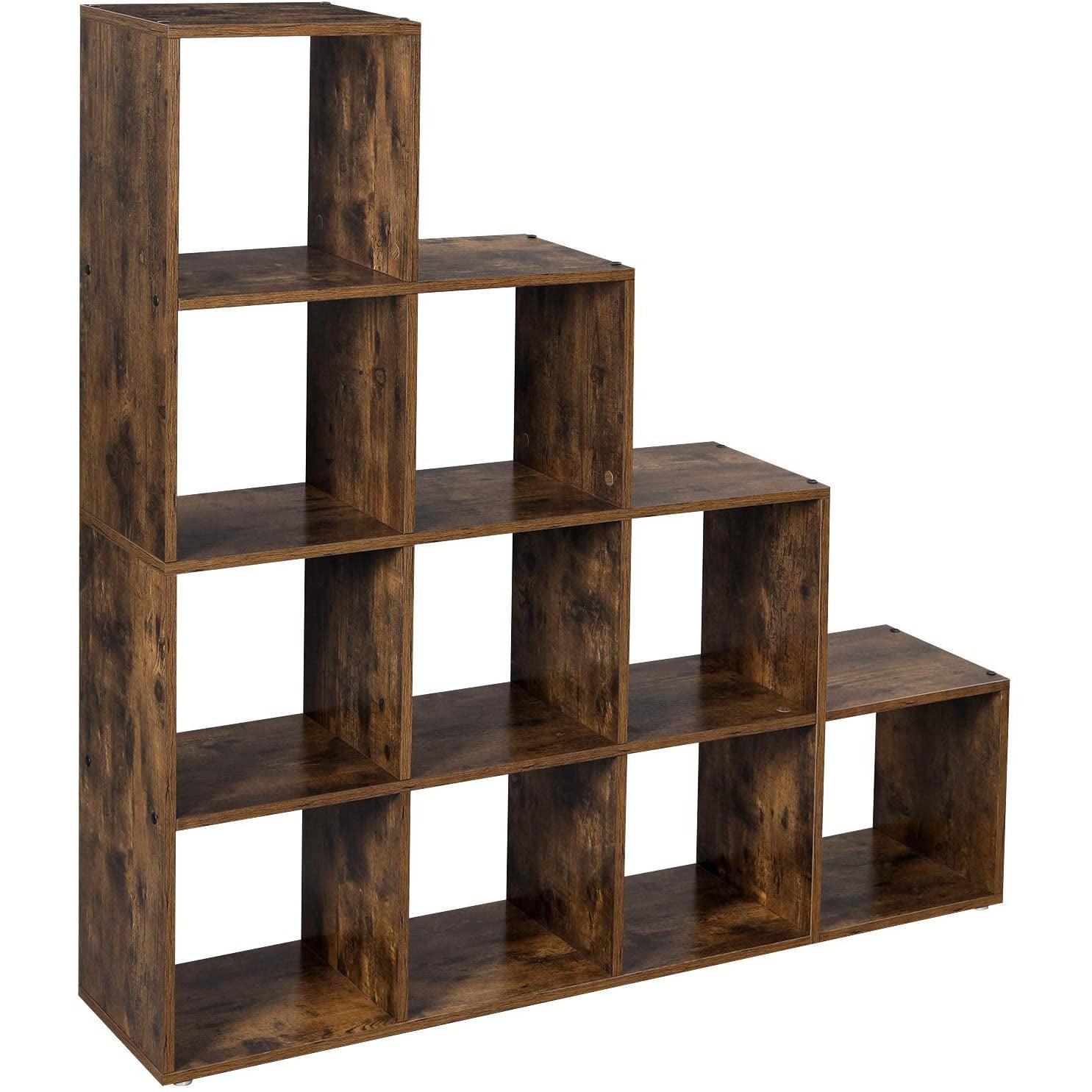 Bibliothèque à 10 Compartiments, Étagère Avec Casiers Ouverts, 29 X 129 5 X 129 5 Cm Beige Chene Bibliothèque à 10 Compartiments, Étagère Avec Casiers Ouverts, 29 X 129 5 X 129 5 Cm Beige Chene