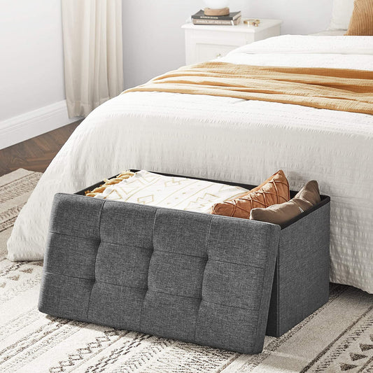 Pouf, klupa za odlaganje 76 x 38 x 38 cm, tamno siva | SONGMICS-Vasdom.hr