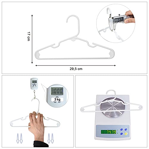 30 komada plastičnih vješalica za dječju odjeću, 29,5 x 0,57 x 17 cm, bijele | SONGMICS-Vasdom.hr