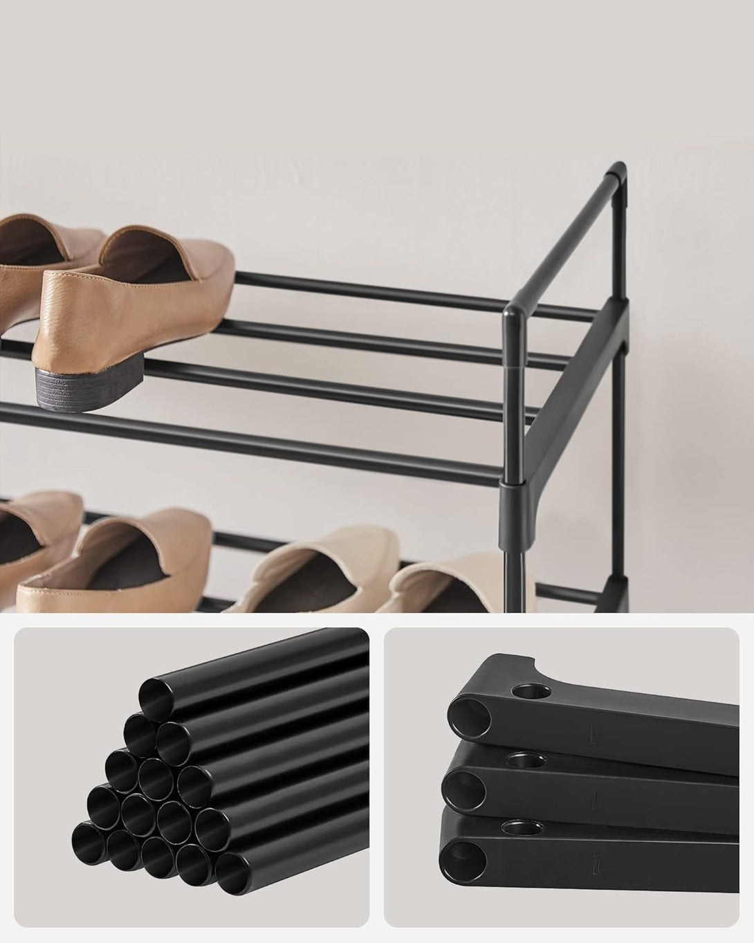 4-slojni metalni stalak za cipele, 30 x 92 x 73 cm, crni | SONGMICS-Vasdom.hr