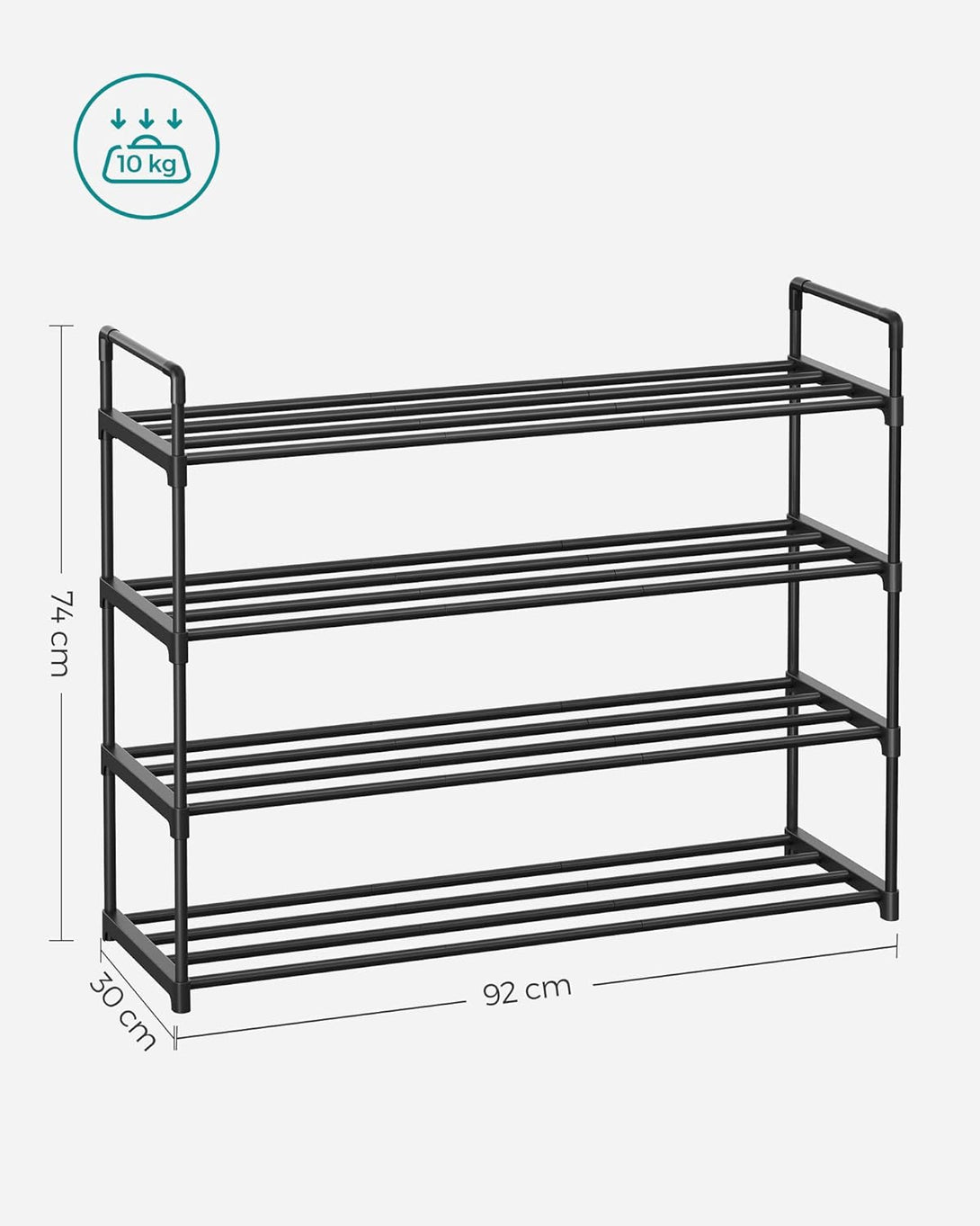 4-slojni metalni stalak za cipele, 30 x 92 x 73 cm, crni | SONGMICS-Vasdom.hr