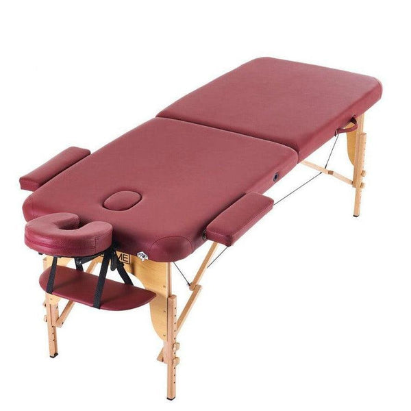 Masažni stol, sklopivi i prijenosni, drveni okvir, Bordo boja