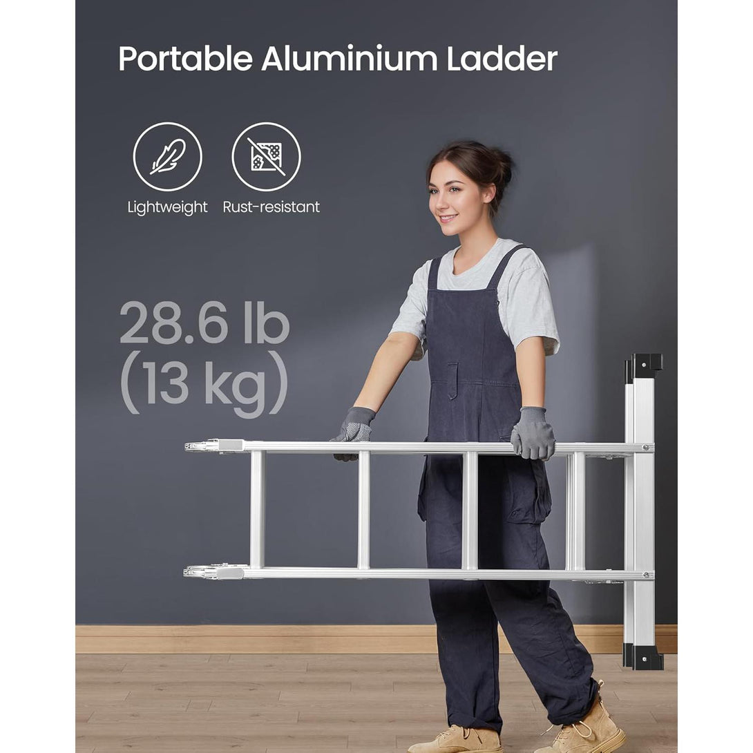 Aluminijske sklopive ljestve, 16 stepenica, nosivost do 150 kg, srebrne | SONGMICS-Vasdom.hr