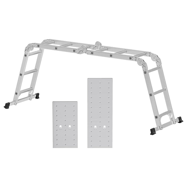Aluminijske, zglobne, višenamjenske ljestve sa 12 stepenica, srebrne | SONGMICS-Vasdom.hr