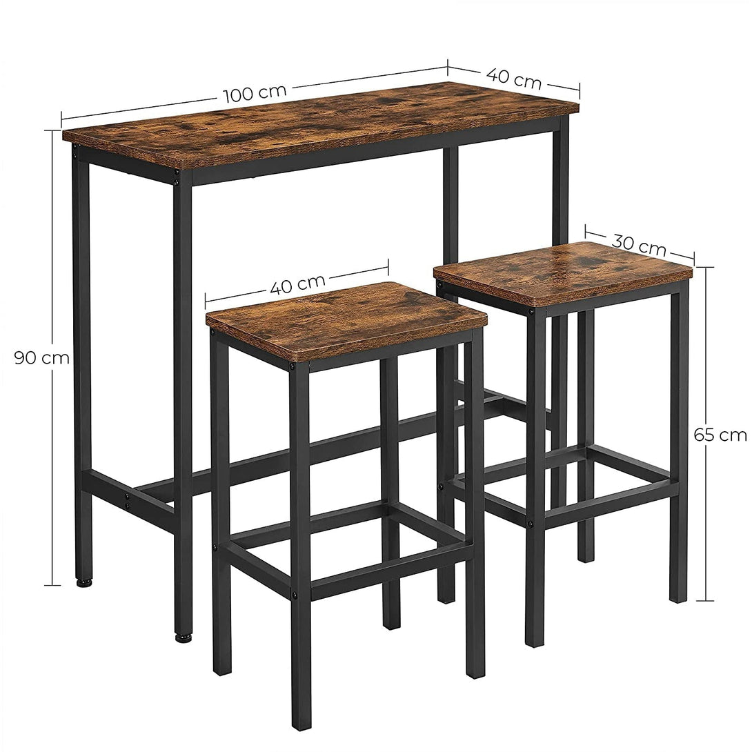 Barski stol s 2 barske stolice, 100 x 90 x 40 cm, rustikalno smeđa i crna | VASAGLE-Vasdom.hr