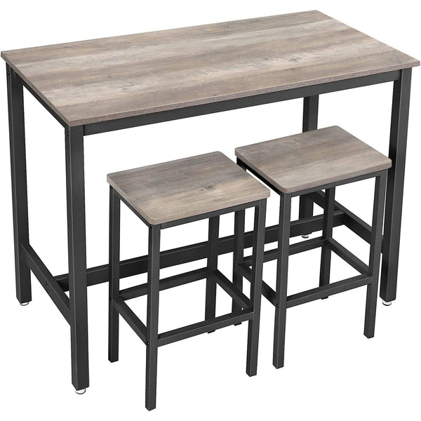 Barski stol s 2 barske stolice, 120 x 90 x 60 cm, siva i crna | VASAGLE-Vasdom.hr