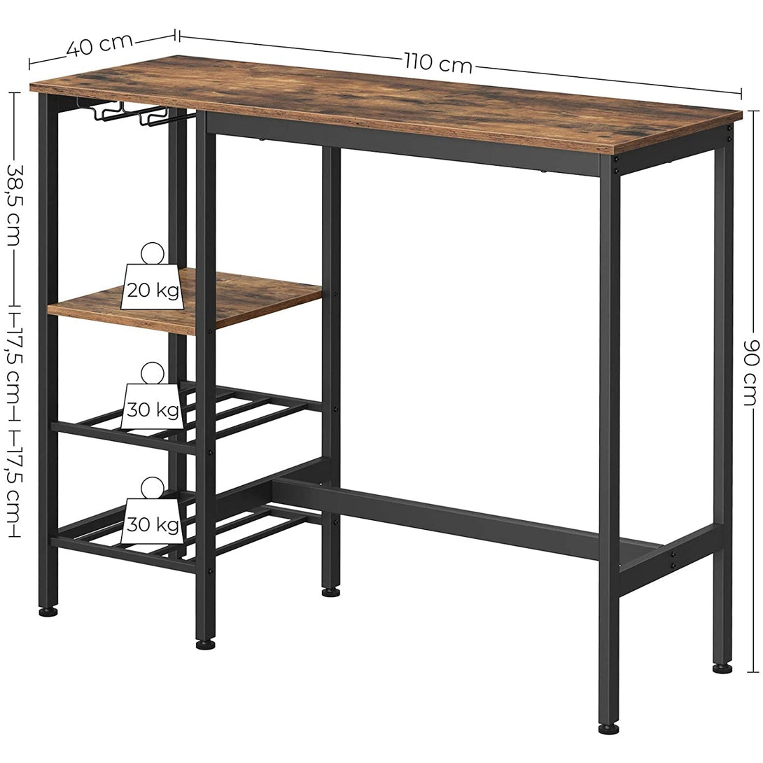 Barski stol s držačem za vinske čaše i boce 110 x 90 x 40 cm, smeđe crni | VASAGLE-Vasdom.hr