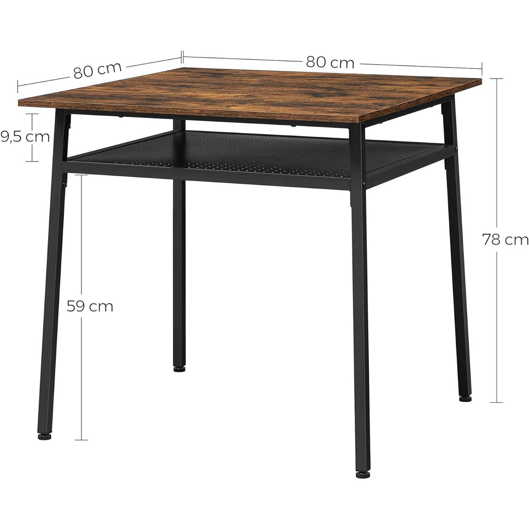 Blagovaonski stol, stol za radnu sobu, 80x80x78 cm, crno smeđe boje | VASAGLE-Vasdom.hr