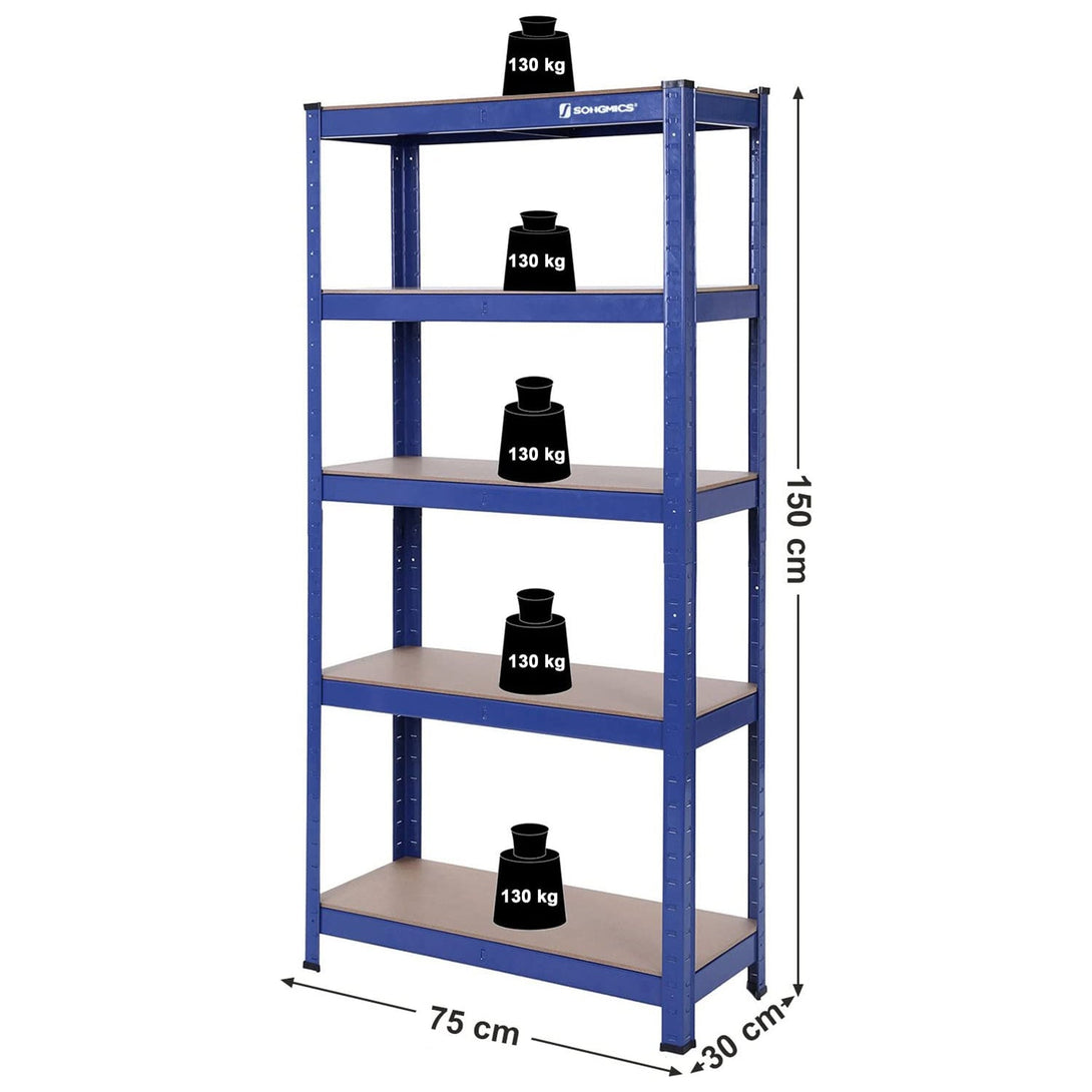 Čelični regal na 5 razina, nosivosti do 650 kg, 30 x 75 x 150 cm, plavi | SONGMICS-Vasdom.hr