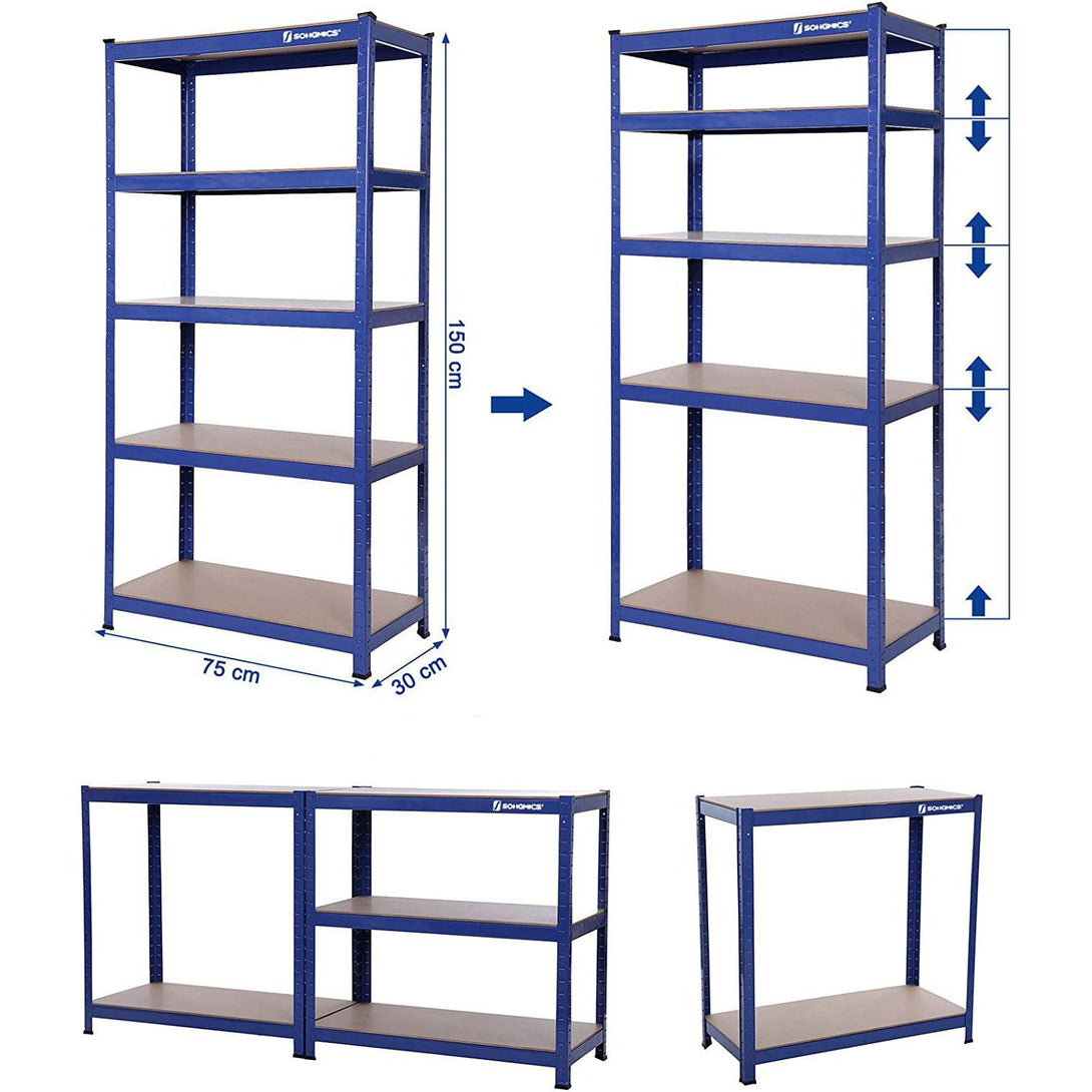 Čelični regal na 5 razina, nosivosti do 650 kg, 30 x 75 x 150 cm, plavi | SONGMICS-Vasdom.hr