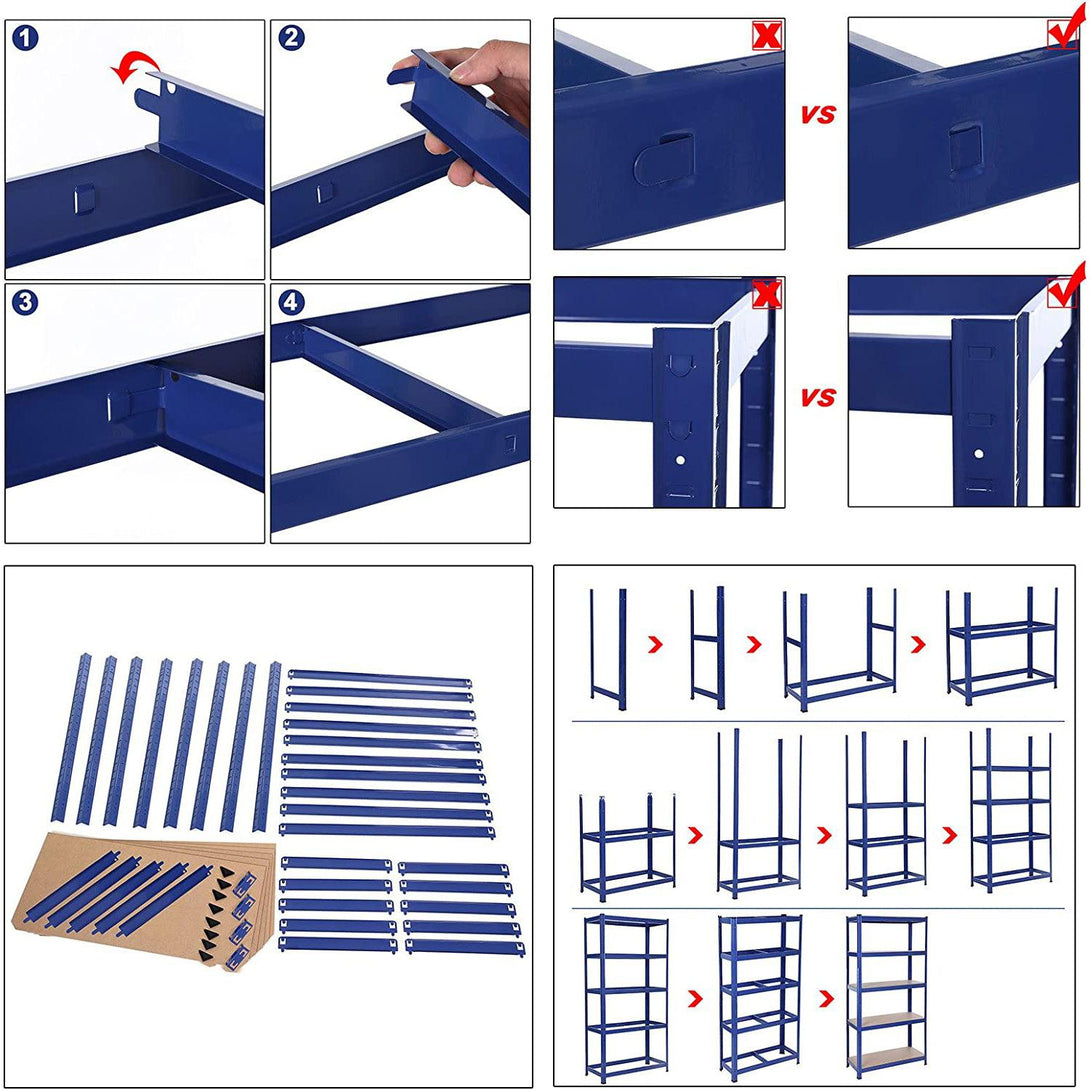 Čelični regal na 5 razina, nosivosti do 650 kg, 30 x 75 x 150 cm, plavi | SONGMICS-Vasdom.hr