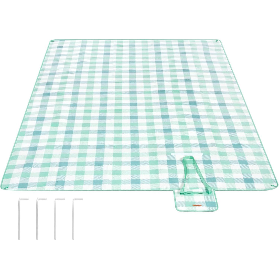 Deka za piknik s 4 klina za pričvršćivanje, 300 x 200 cm, zelene i bijele boje | SONGMICS-Vasdom.hr