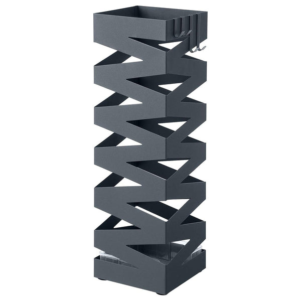 Dekorativni, metalni stalak za kišobrane s kukama i zdjelicom za tekućinu, sivi | SONGMICS-Vasdom.hr