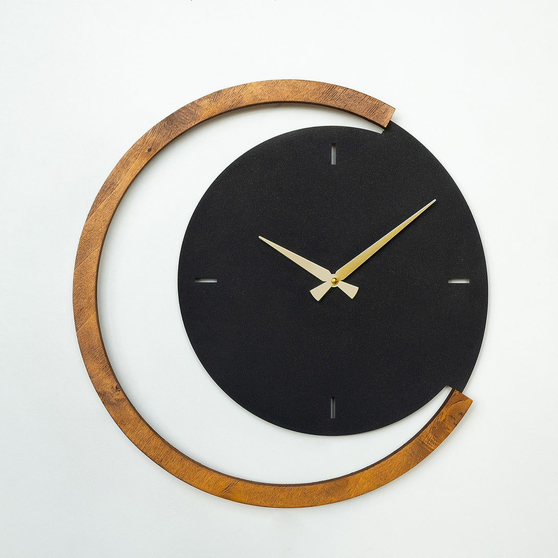 Dekorativni metalni zidni sat, Moon Time Wooden Metal Wall Clock - APS117-Vasdom.hr