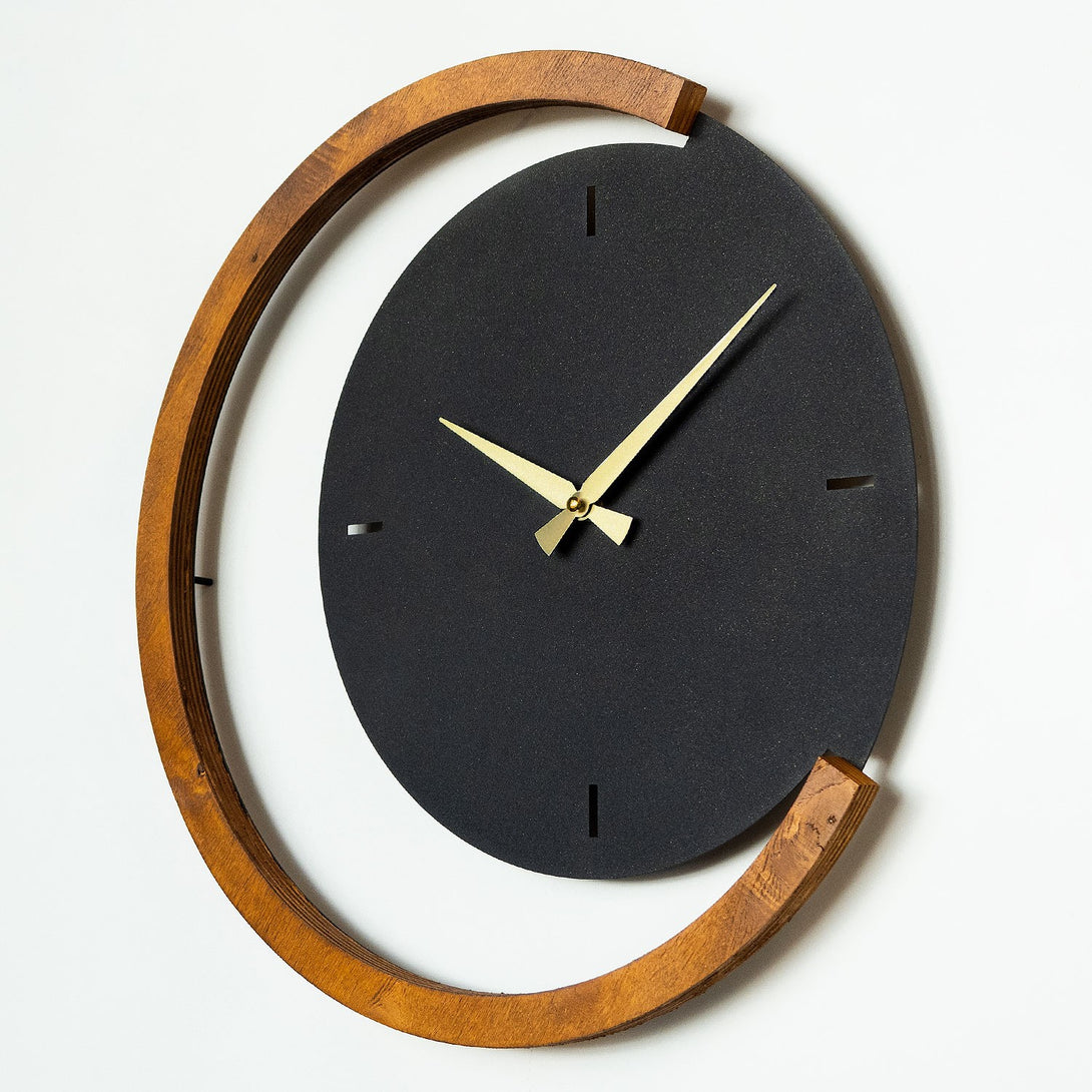 Dekorativni metalni zidni sat, Moon Time Wooden Metal Wall Clock - APS117-Vasdom.hr