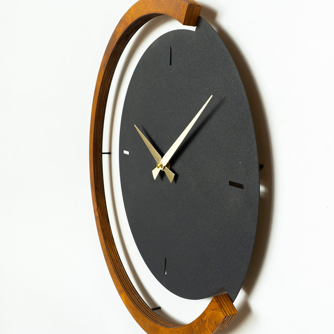 Dekorativni metalni zidni sat, Moon Time Wooden Metal Wall Clock - APS117-Vasdom.hr