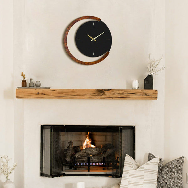 Dekorativni metalni zidni sat, Moon Time Wooden Metal Wall Clock - APS117-Vasdom.hr