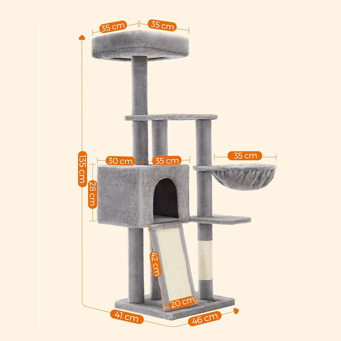 Drvo za mačke, mali toranj za mačke 135 cm, svijetlo sivo | FEANDREA-Vasdom.hr