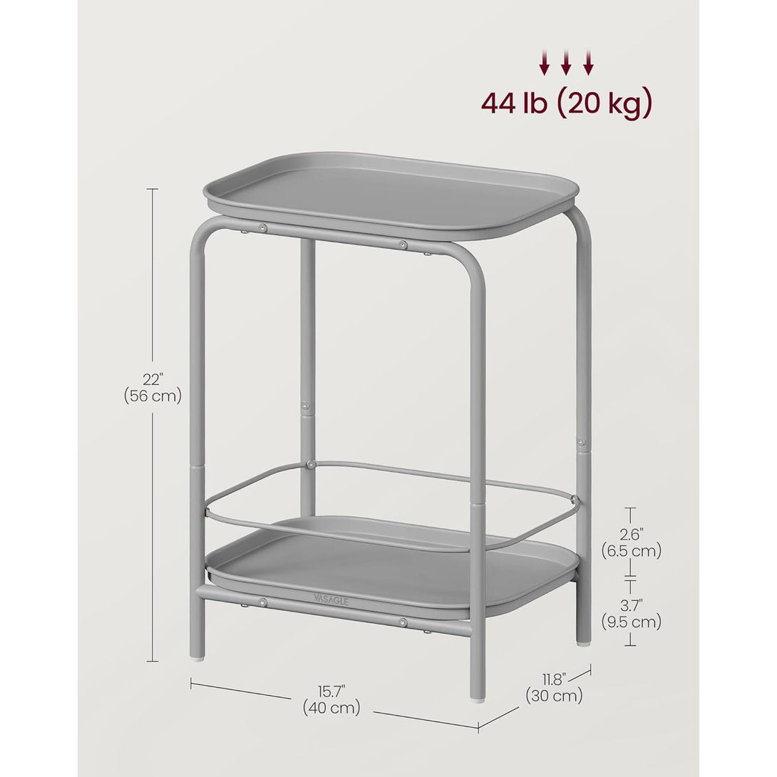 Dvoslojni metalni stolić, 30 x 40 x 56 cm, sive boje | VASAGLE-Vasdom.hr