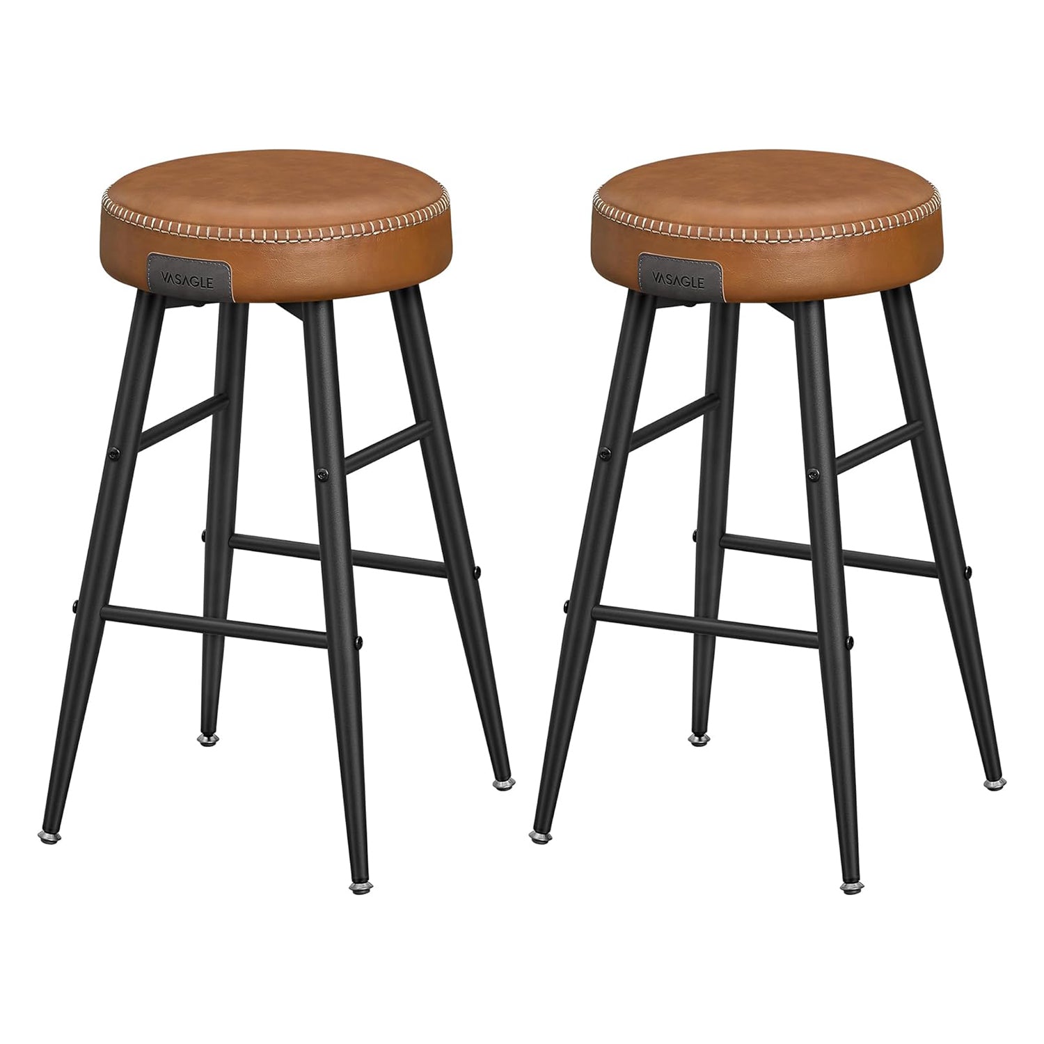 VASAGLE Bar Stools Set Of 2 - 30 Inch Modern Backless Counter Stools In Caramel Brown