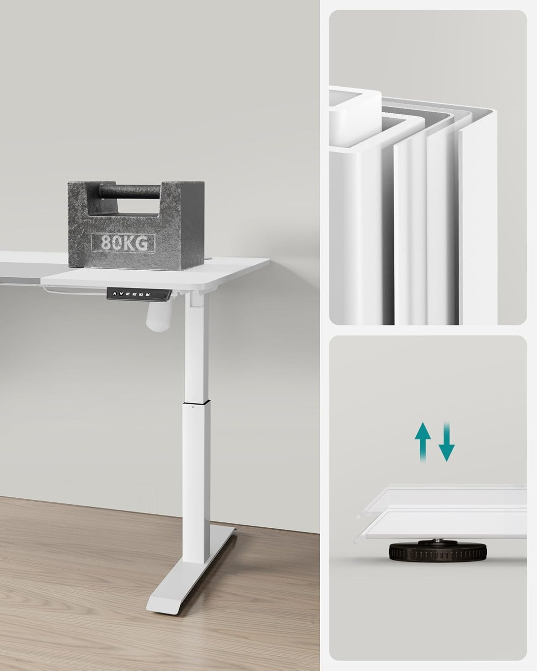 Električni stol podesive visine, 60 x 140 x (72-120), bijele i sive boje | SONGMICS-Vasdom.hr