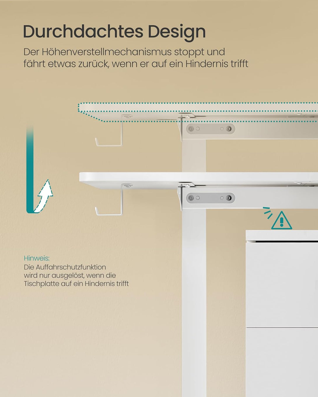 Električni stol podesive visine, 60 x 140 x 72–120 cm, bijeli | SONGMICS-Vasdom.hr
