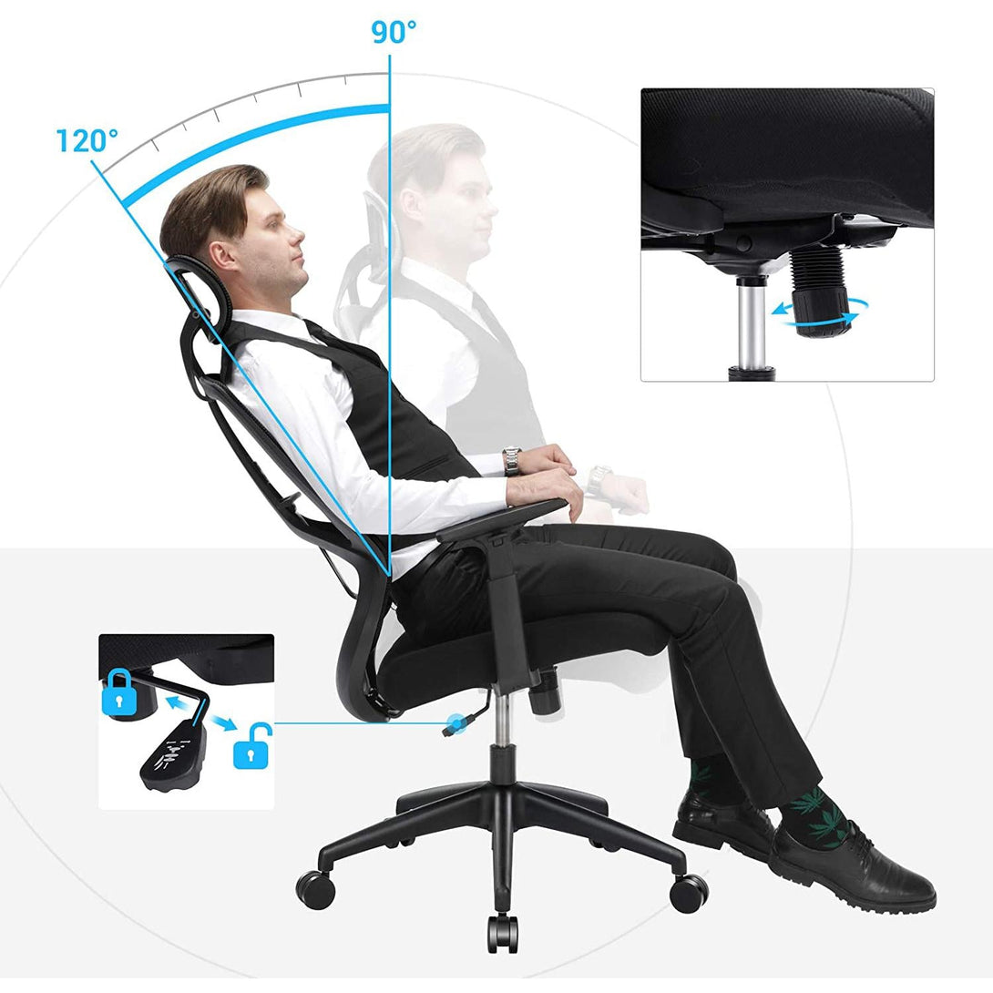 Ergonomska uredska stolica s lumbalnom potporom, crna | SONGMICS-Vasdom.hr