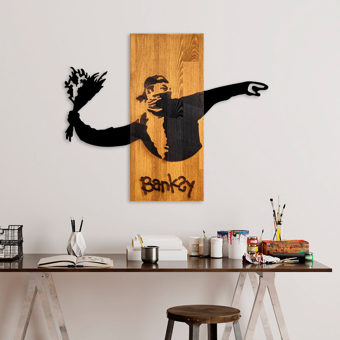 Fa Zidna dekoracija, Banksy - Flower Thrower-Vasdom.hr
