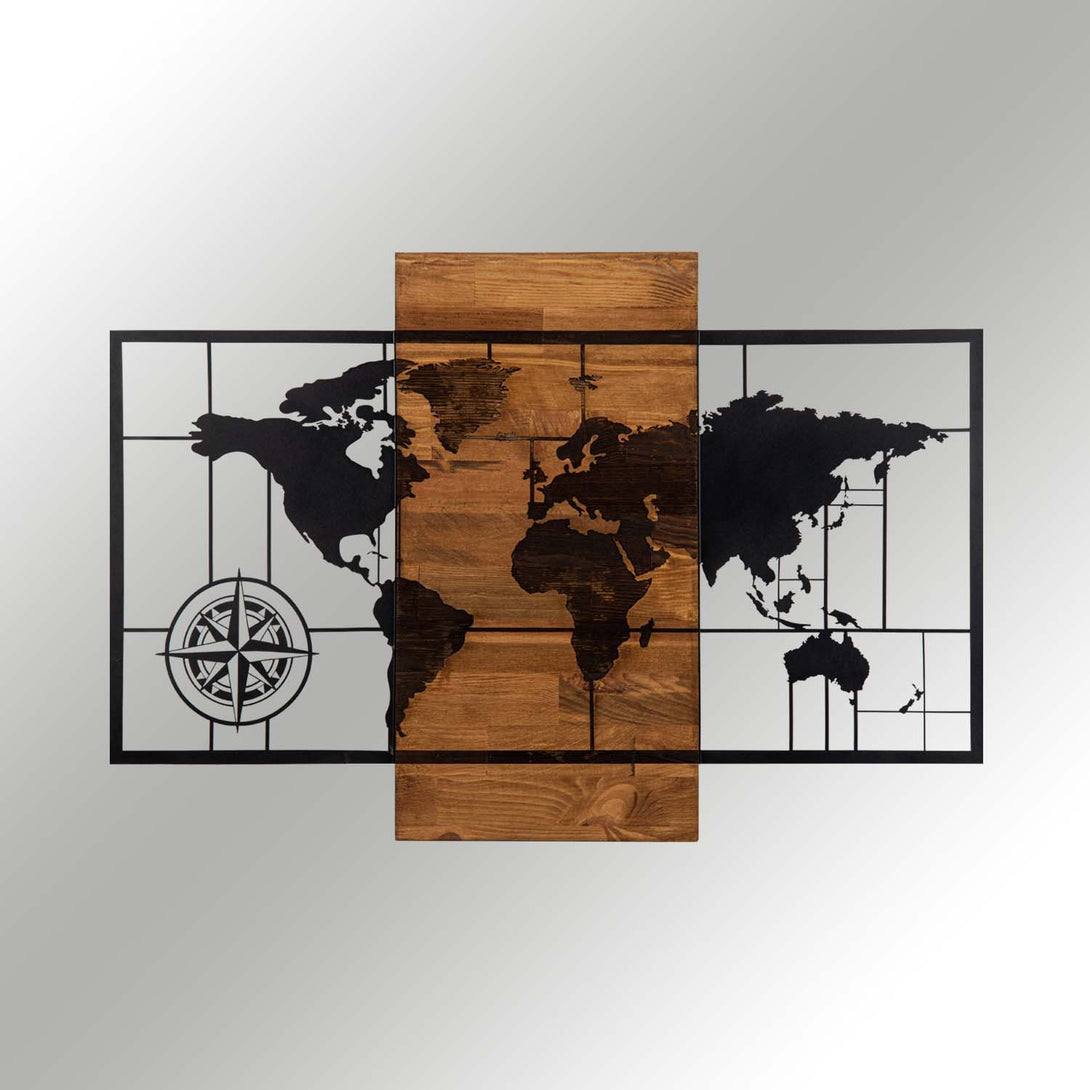 Fa Zidna dekoracija, World Map Wıth Compass-Vasdom.hr