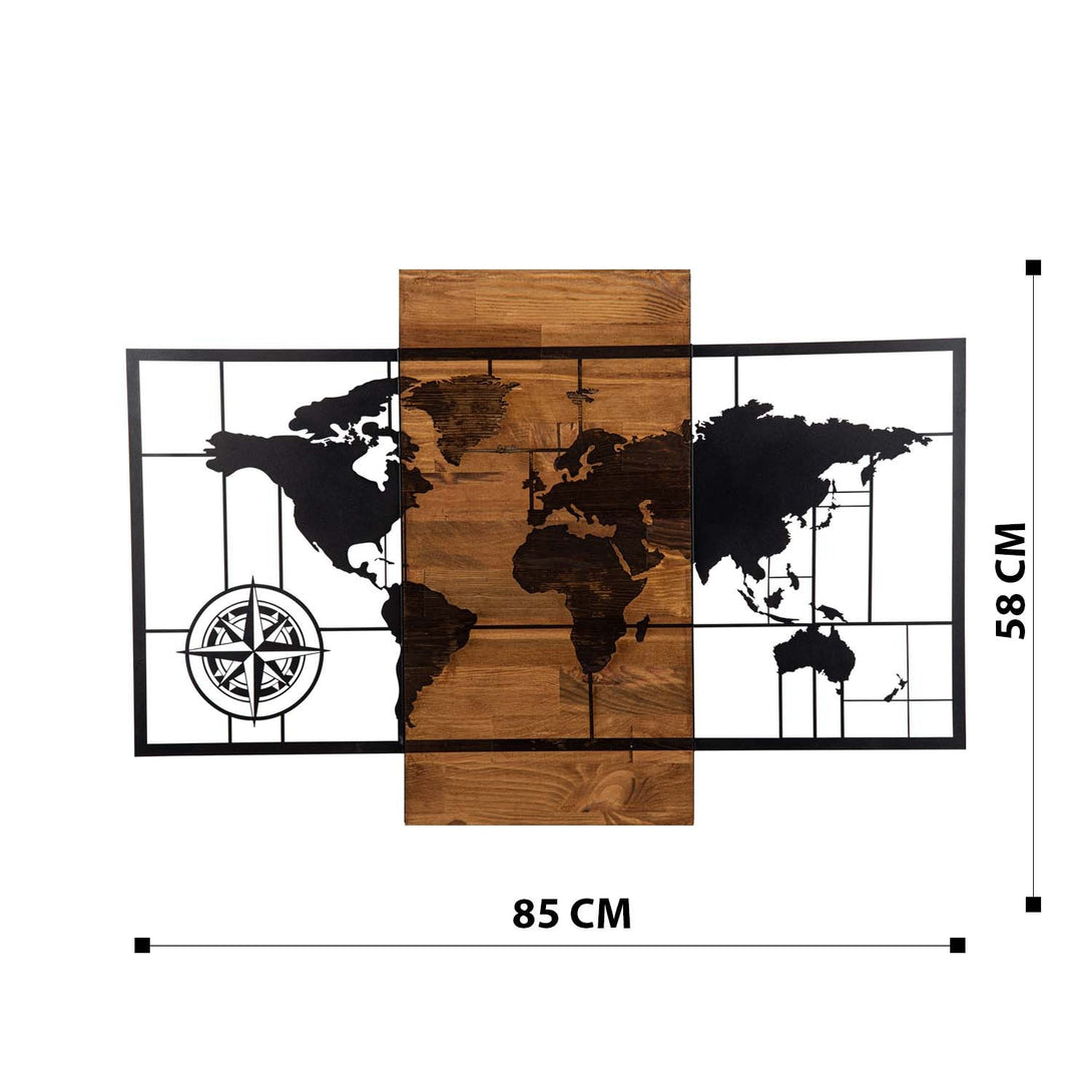 Fa Zidna dekoracija, World Map Wıth Compass-Vasdom.hr