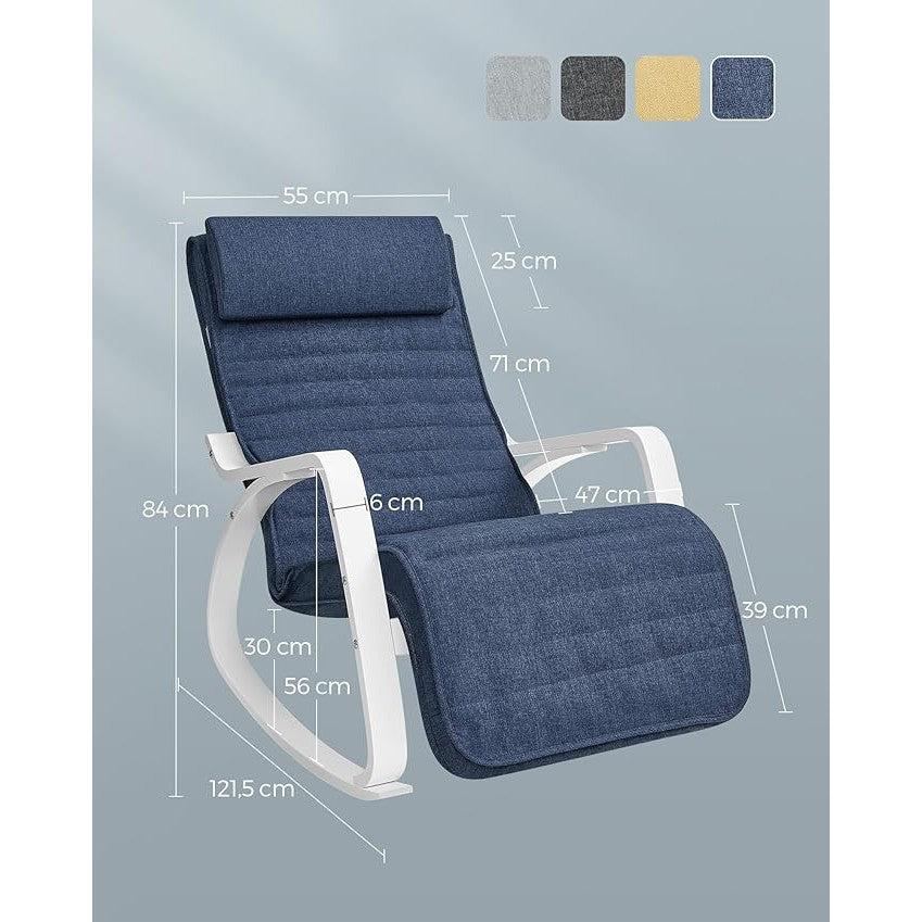 Fotelja za ljuljanje nosivosti do 150 kg, 121,5 x 67 x 84 cm, tamno plava i bijela | SONGMICS-Vasdom.hr