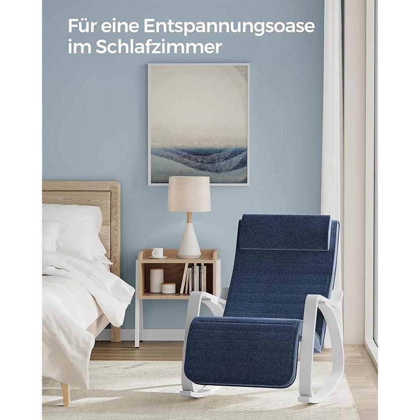 Fotelja za ljuljanje nosivosti do 150 kg, 121,5 x 67 x 84 cm, tamno plava i bijela | SONGMICS-Vasdom.hr