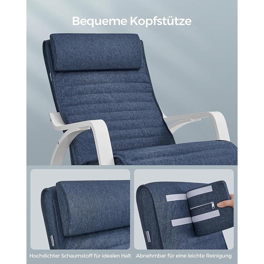 Fotelja za ljuljanje nosivosti do 150 kg, 121,5 x 67 x 84 cm, tamno plava i bijela | SONGMICS-Vasdom.hr