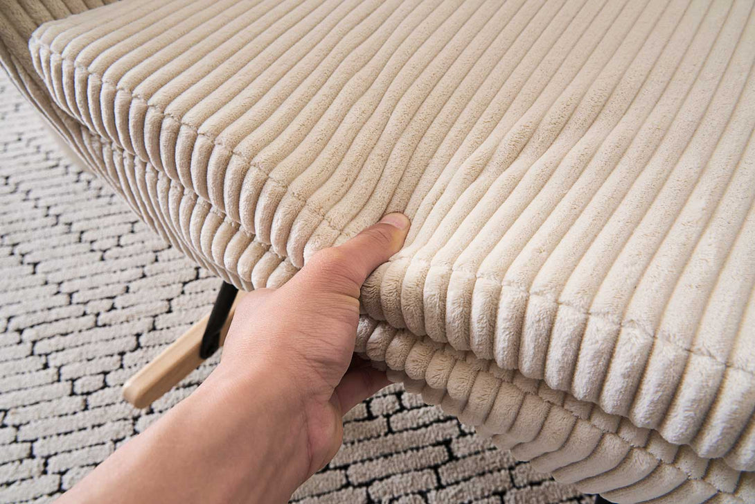 Fotelja za ljuljanje s presvlakom od rebrastog pliša, 96x74x94 cm, krem-bež | VASHOME-Vasdom.hr