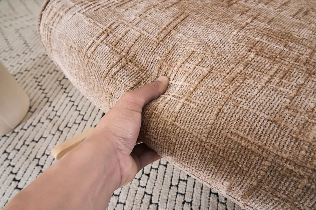 Fotelja za ljuljanje s presvlakom od rebrastog pliša, 98x71x101 cm, bež-khaki | VASHOME-Vasdom.hr