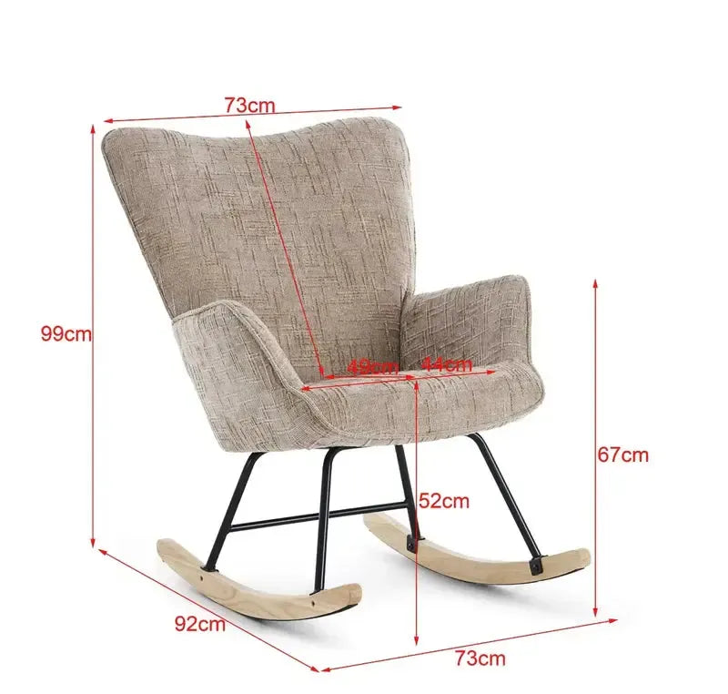 Fotelja za ljuljanje s presvlakom od rebrastog pliša, 98x71x101 cm, bež-khaki | VASHOME-Vasdom.hr