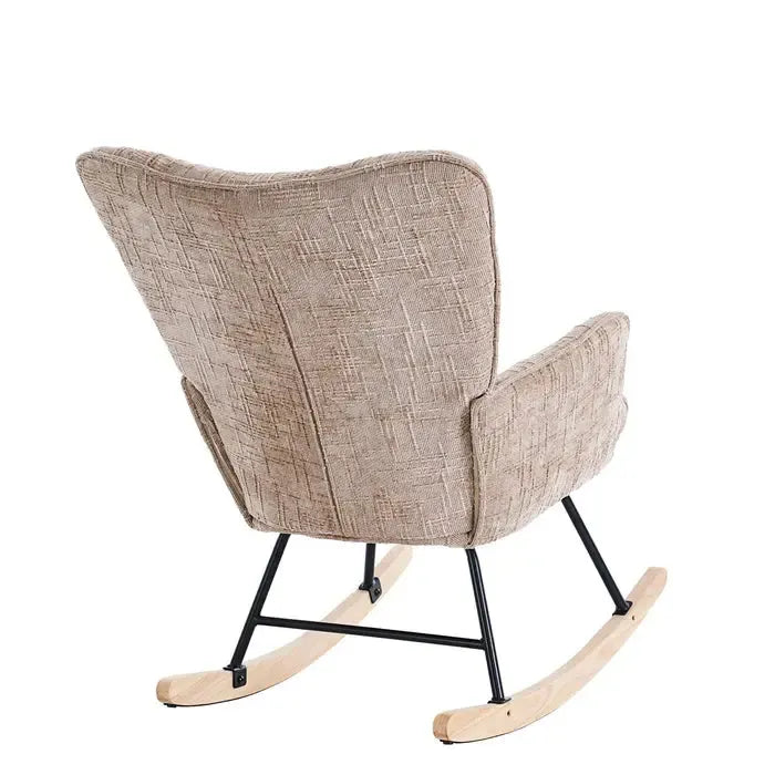 Fotelja za ljuljanje s presvlakom od rebrastog pliša, 98x71x101 cm, bež-khaki | VASHOME-Vasdom.hr