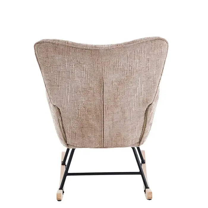 Fotelja za ljuljanje s presvlakom od rebrastog pliša, 98x71x101 cm, bež-khaki | VASHOME-Vasdom.hr