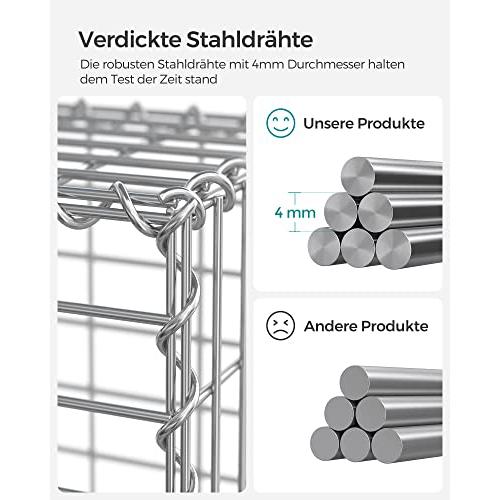 Galvanizirana metalna gabionska košara s mrežom, 100 x 50 x 50 cm, srebrna | SONGMICS-Vasdom.hr