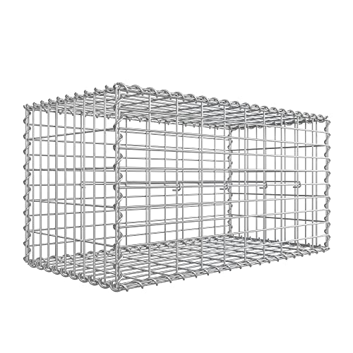 Galvanizirana metalna gabionska košara s mrežom, 100 x 50 x 50 cm, srebrna | SONGMICS-Vasdom.hr