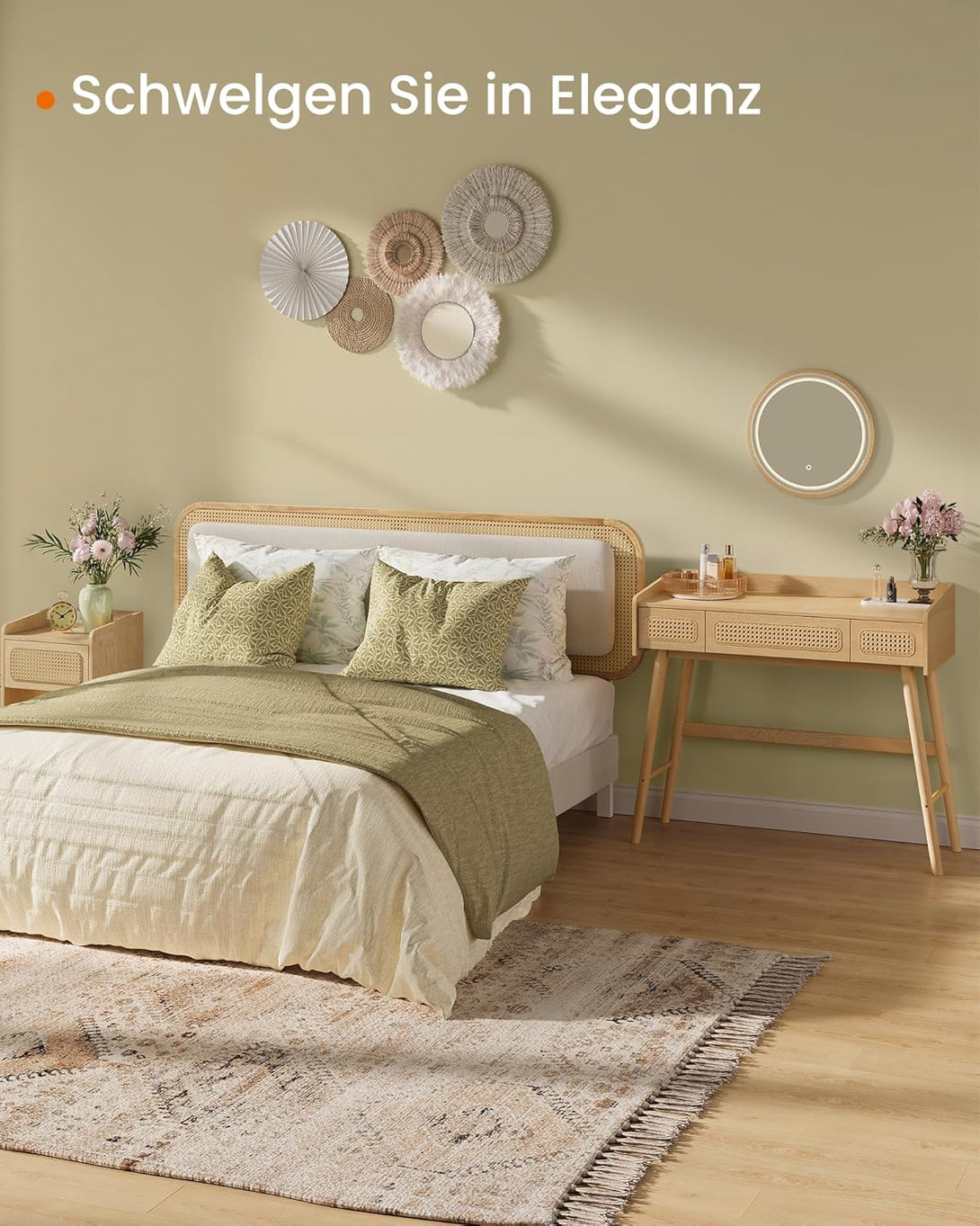 HOME BOHOVEN toaletni stolić s ogledalom i svjetlom, hrast bež boje | SONGMICS-Vasdom.hr