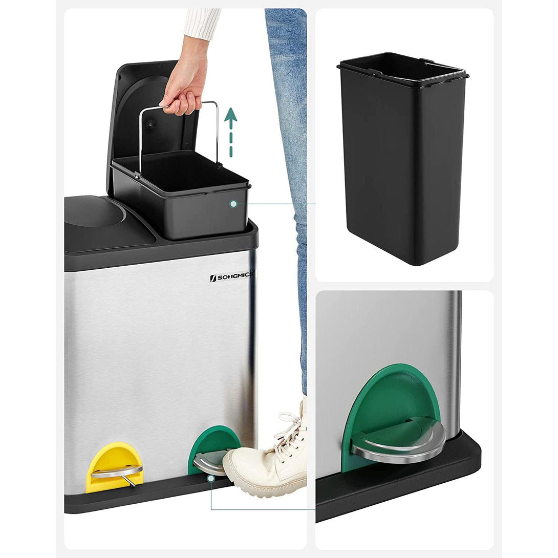 Kanta za smeće, selektivni sakupljač otpada, čelična, 30 litara, 2 x 15L | SONGMICS-Vasdom.hr