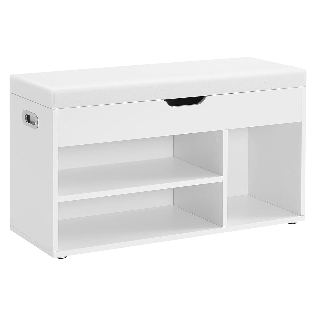 Klupa s policama za cipele i spremištem ispod sjedala 80 x 44 x 30 cm, bijela | VASAGLE-Vasdom.hr