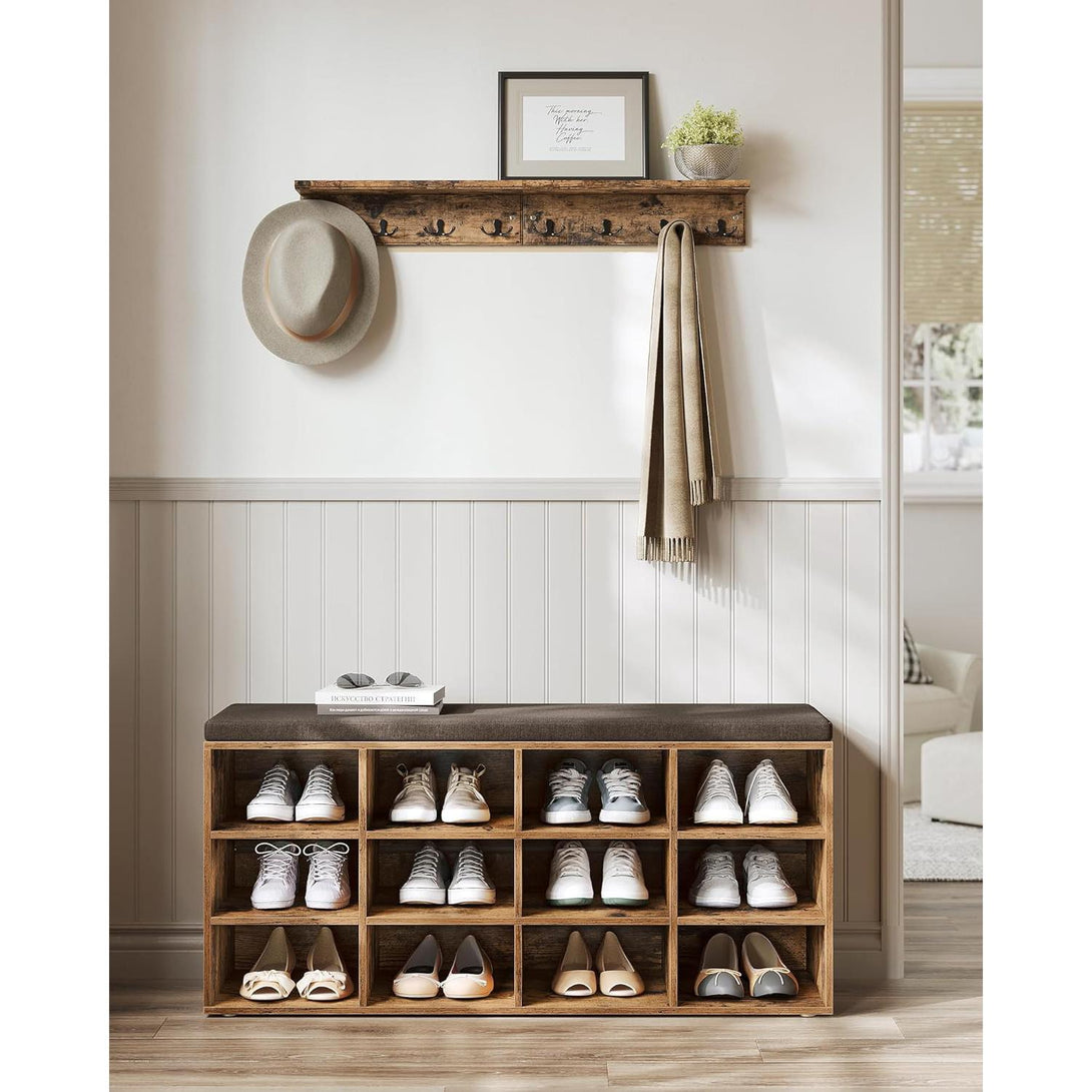 Klupa za obuvanje s 12 pretinaca, 30,3 x 104 x 48 cm, rustikalno smeđa | VASAGLE-Vasdom.hr
