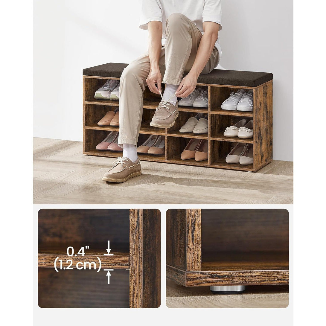 Klupa za obuvanje s 12 pretinaca, 30,3 x 104 x 48 cm, rustikalno smeđa | VASAGLE-Vasdom.hr
