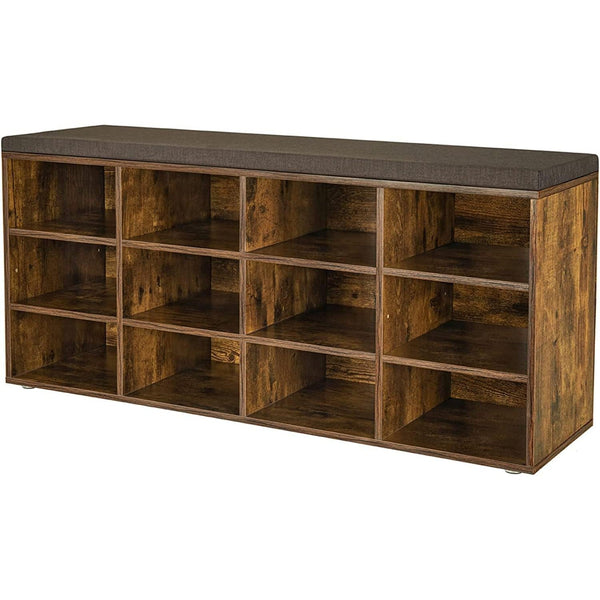 Klupa za obuvanje s 12 pretinaca, 30,3 x 104 x 48 cm, rustikalno smeđa | VASAGLE-Vasdom.hr