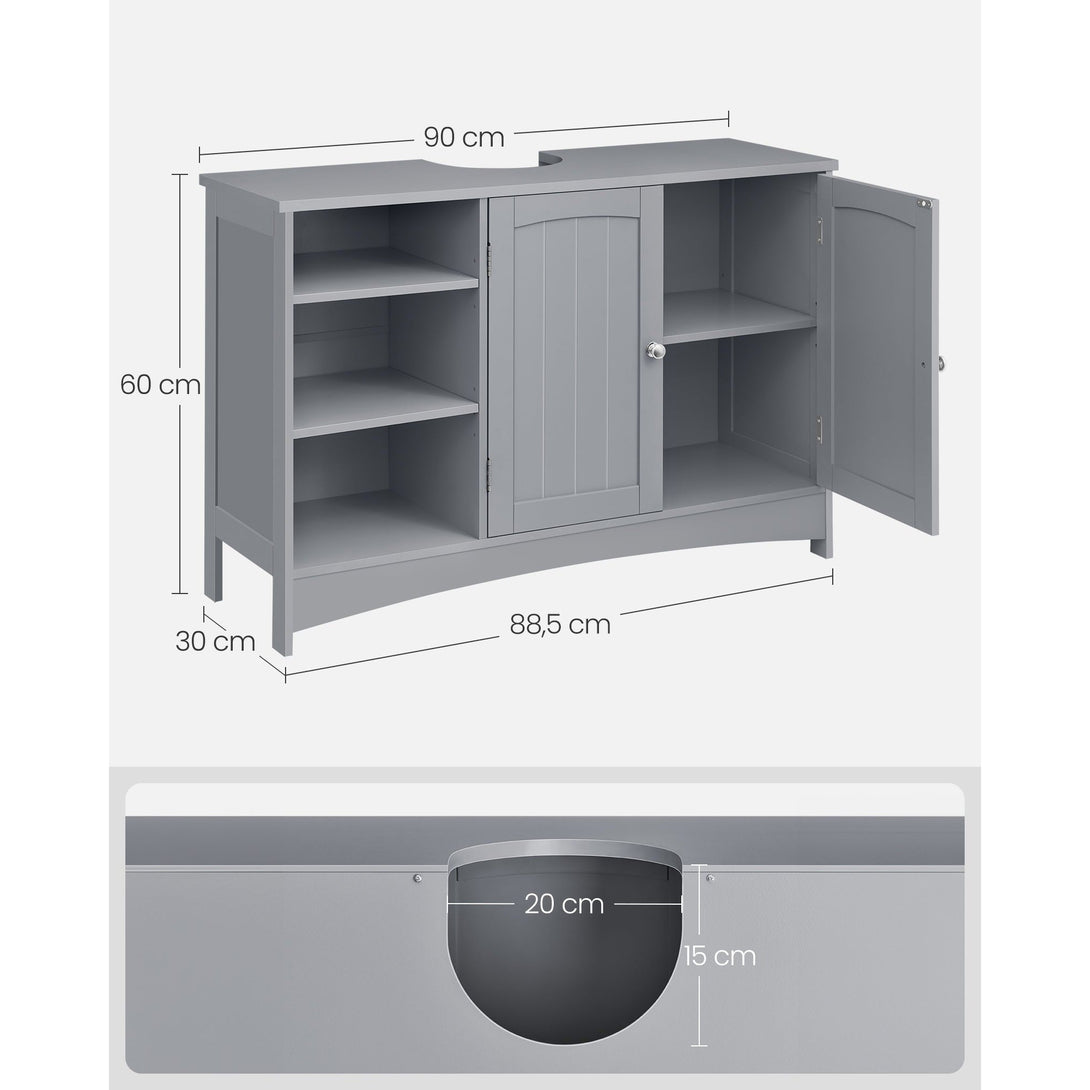 Komoda za umivaonik s otvorenim i zatvorenim pretincima, 30x90x60 cm, siva | VASAGLE-Vasdom.hr