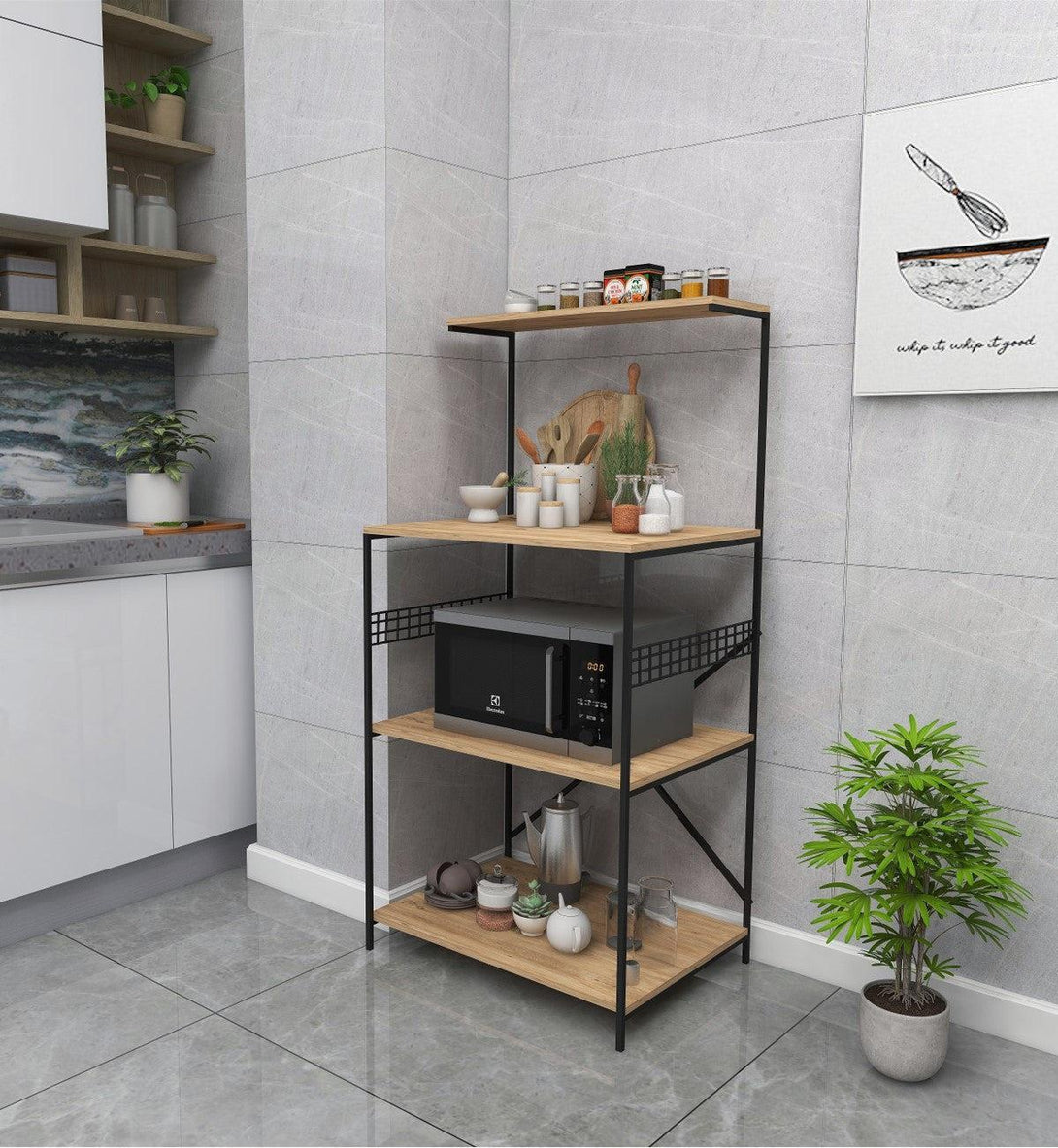 Konyhai polc Anemon - Black, Pine-Vasdom.hr